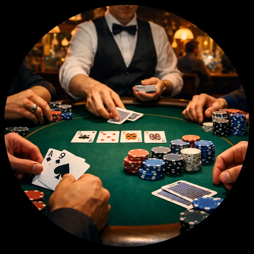 Živá hra Texas Hold’em u pokerového stolu v Chutné Skelnce
